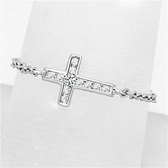 Alamode 3W519-7 Women Rhodium Brass Ring with AAA Grade CZ in Clear - Size 7