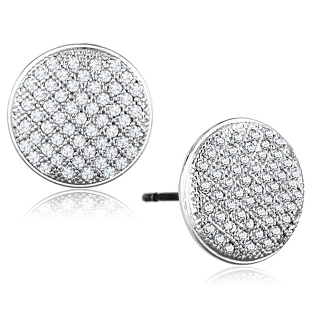 Alamode 3W666 Women Rhodium Brass Earrings with AAA Grade CZ in Clear