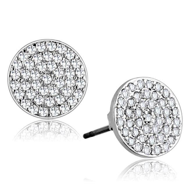Alamode 3W693 Women Rhodium Brass Earrings with AAA Grade CZ in Clear