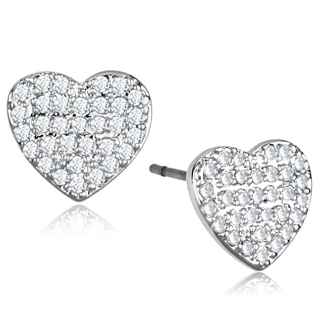 Alamode 3W695 Women Rhodium Brass Earrings with AAA Grade CZ in Clear