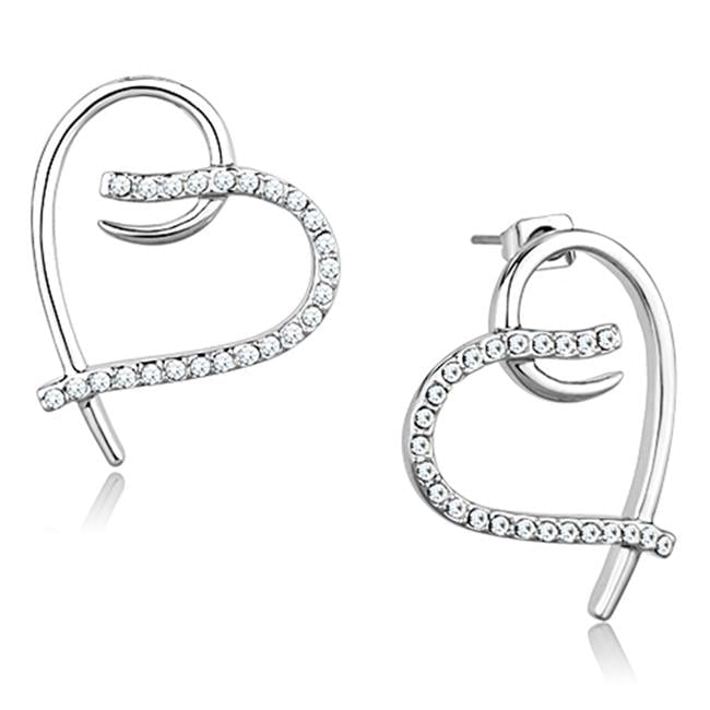 Alamode 3W708 Women Rhodium Brass Earrings with AAA Grade CZ in Clear