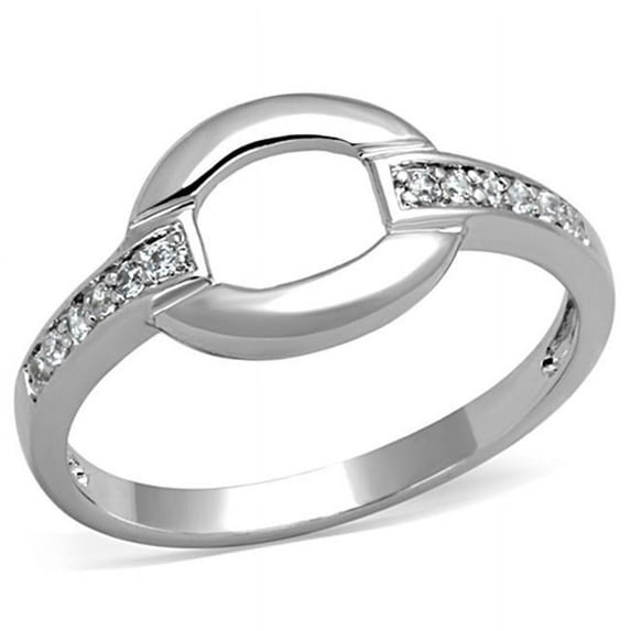 Alamode 3W790-6 Women Rhodium Brass Ring with AAA Grade CZ in Clear - Size 6
