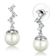thumbnail image 1 of Alamode 3W894 Women Rhodium Brass Earrings with Synthetic in White, 1 of 1