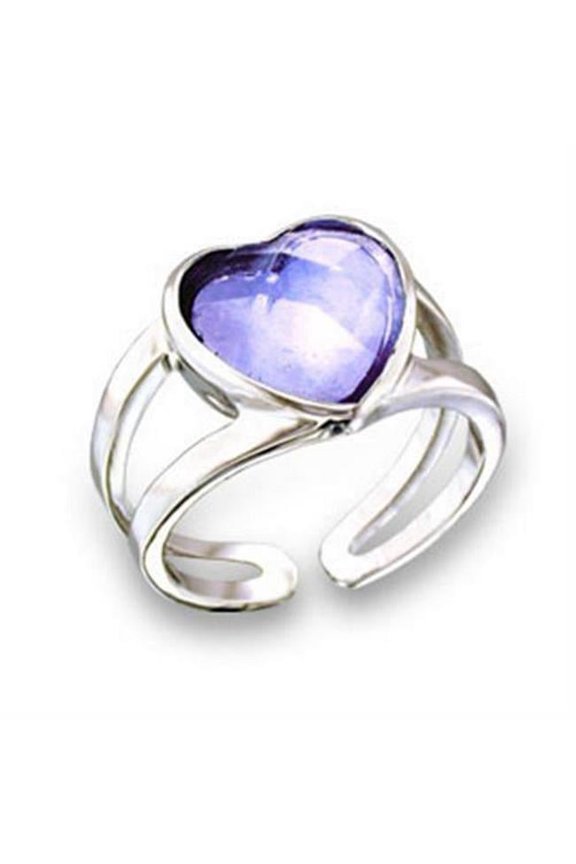Alamode 411811-6 Rhodium Brass Ring with AAA Grade CZ, Light Amethyst - Size 6