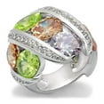 thumbnail image 1 of Alamode 6X019-5 Rhodium Brass Ring with AAA Grade CZ, Multi Color - Size 5, 1 of 1