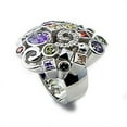 thumbnail image 1 of Alamode 6X051-10 Rhodium Brass Ring with AAA Grade CZ, Multi Color - Size 10, 1 of 1