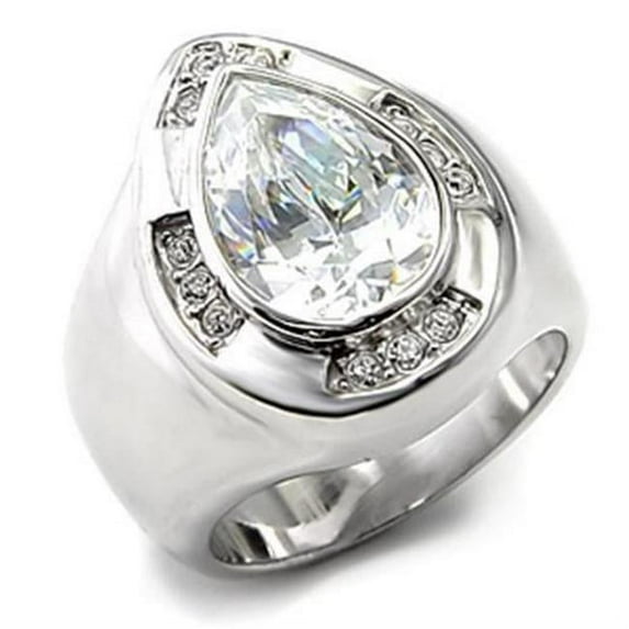Alamode 7X236-7 Rhodium 925 Sterling Silver Ring with AAA Grade CZ, Clear - Size 7