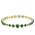thumbnail image 1 of Alamode  8 in. Matte Gold 925 Sterling Silver Bangle with Semi-Precious Onyx, Emerald, 1 of 1