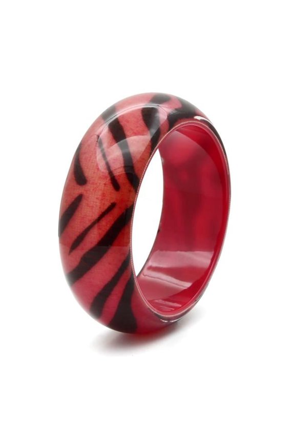 Alamode 8 in. Resin Bangle with Synthetic Stone, Animal Pattern