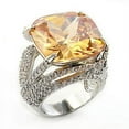 thumbnail image 1 of Alamode 80607-5 Rhodium Brass Ring with AAA Grade CZ, Champagne - Size 5, 1 of 1