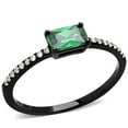 thumbnail image 1 of Alamode DA010-6 Women IP Black Stainless Steel Ring with AAA Grade CZ in Emerald - Size 6, 1 of 1