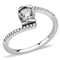 thumbnail image 1 of Alamode DA151-5 Women High Polished Stainless Steel Ring with AAA Grade CZ in Clear - Size 5, 1 of 1