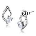 thumbnail image 1 of Alamode DA290 Women High Polished Stainless Steel Earrings with AAA Grade CZ in Clear, 1 of 1