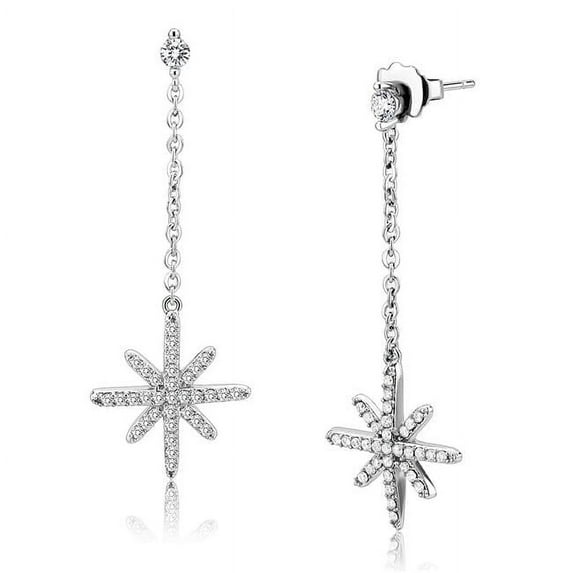 Alamode DA329 Women No Plating Stainless Steel Earrings with AAA Grade CZ in Clear