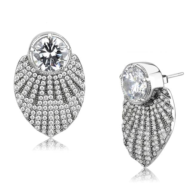 Alamode DA331 Women No Plating Stainless Steel Earrings with AAA Grade CZ in Clear