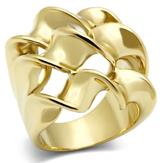 Alamode GL288-7 IP Gold Ion Plating Brass Ring with No Stone, Size 7