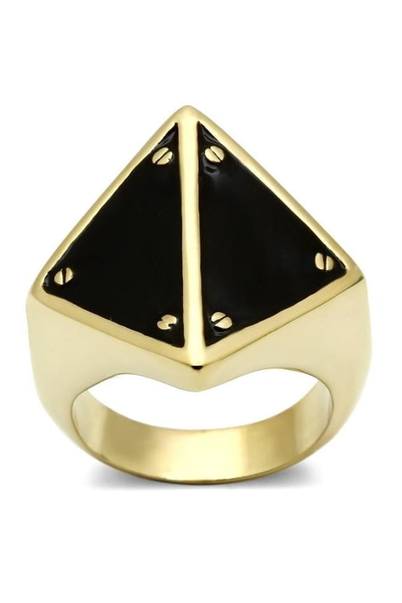 Alamode GL325-5 IP Gold Ion Plating Brass Ring with Epoxy, Jet - Size 5