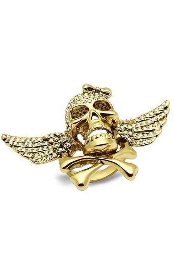 Alamode Gold White Metal Ring with Top Grade Crystal, Rainbow Effect Aurora Borealis - Size 10