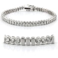 thumbnail image 1 of Alamode LO1159-7 Women Matte Rhodium & Rhodium Brass Bracelet with AAA Grade CZ in Clear - 7 in., 1 of 1