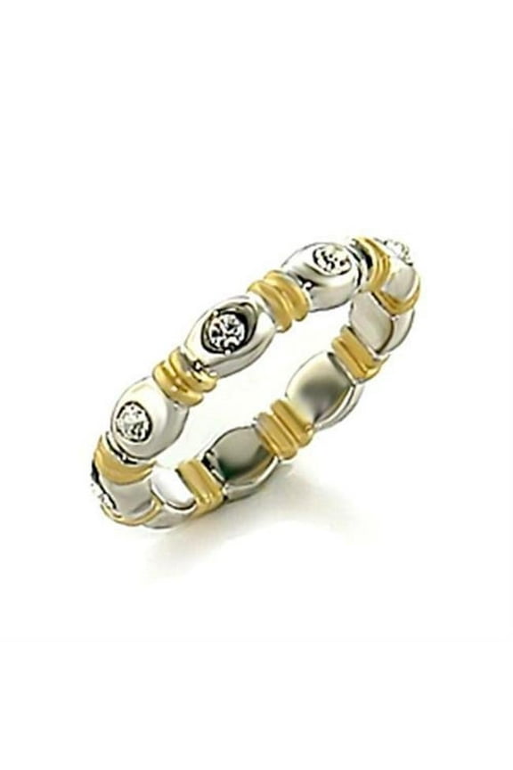 Alamode LO148-4.5 Women Matte Gold & Rhodium Brass Toe Ring with Top Grade Crystal in Clear - Size 4.5