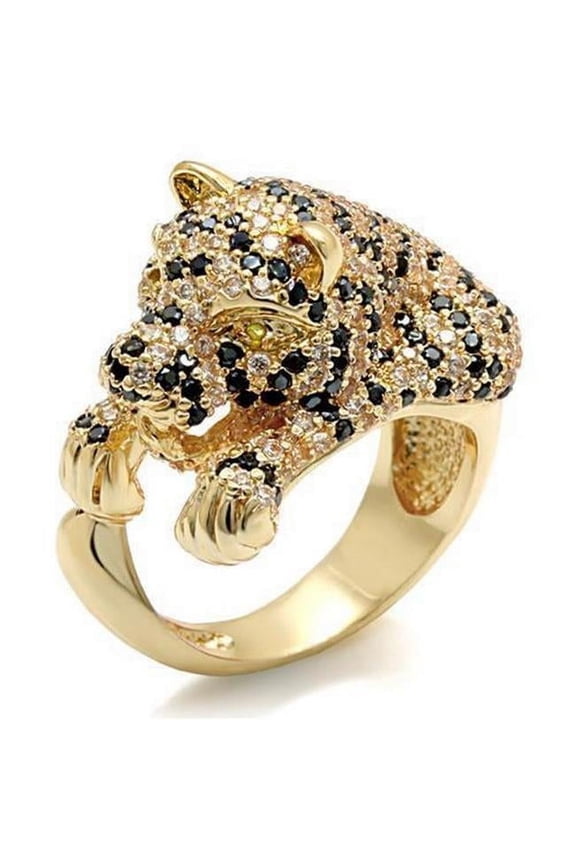 Alamode LO1480-9 Imitation Gold Brass Ring with Synthetic Glass, Peridot - Size 9