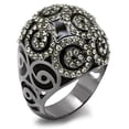 thumbnail image 1 of Alamode LO1616-8 Women TIN Cobalt Black Brass Ring with Top Grade Crystal in Black Diamond - Size 8, 1 of 1