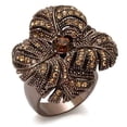 thumbnail image 1 of Alamode LO1655-8 Women Chocolate Gold Brass Ring with Top Grade Crystal in Smoked Quartz - Size 8, 1 of 1