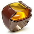 thumbnail image 1 of Alamode LO1660-10 Women Chocolate Gold Brass Ring with AAA Grade CZ in Topaz - Size 10, 1 of 1