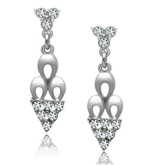 Alamode LO1969 Women Rhodium White Metal Earrings with Top Grade Crystal in Clear