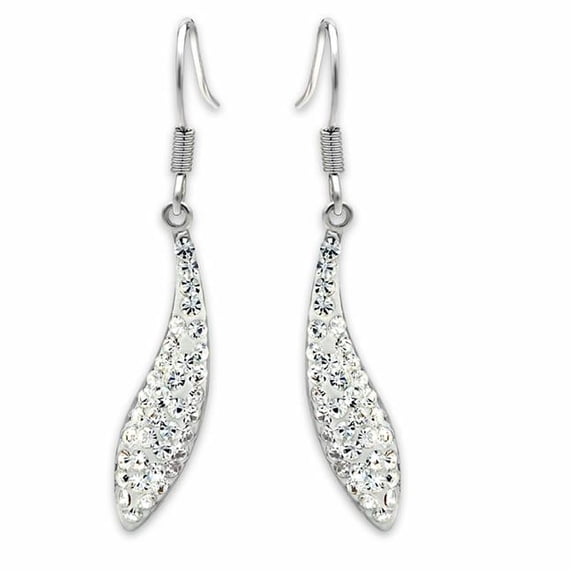 Alamode LO2041 Women Rhodium Brass Earrings with Top Grade Crystal in Clear