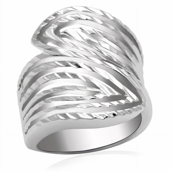Alamode LO2076-7 Women Rhodium Brass Ring with No Stone in No Stone - Size 7