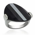 thumbnail image 1 of Alamode LO2085-5 Women Rhodium Brass Ring with AAA Grade CZ in Jet - Size 5, 1 of 1