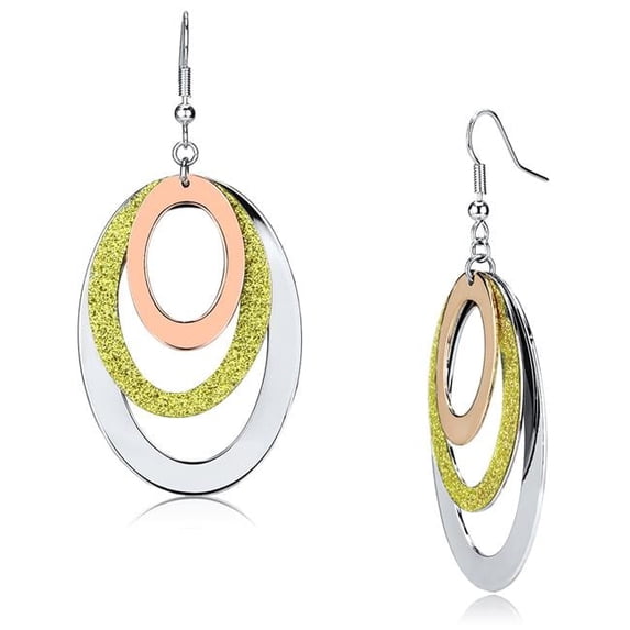 Alamode LO2660 Women Rose Gold & Rhodium Iron Earrings with No Stone in No Stone