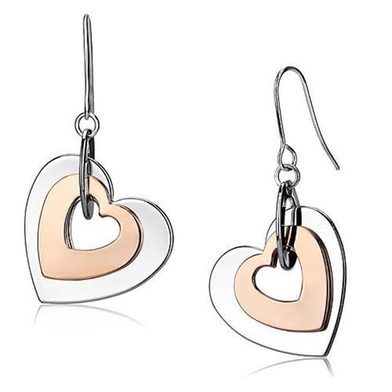 Alamode LO2675 Women Rose Gold & Rhodium Iron Earrings with No Stone in No Stone