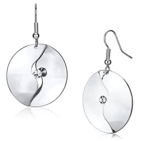 Alamode LO2745 Women Rhodium Iron Earrings with Top Grade Crystal in Clear