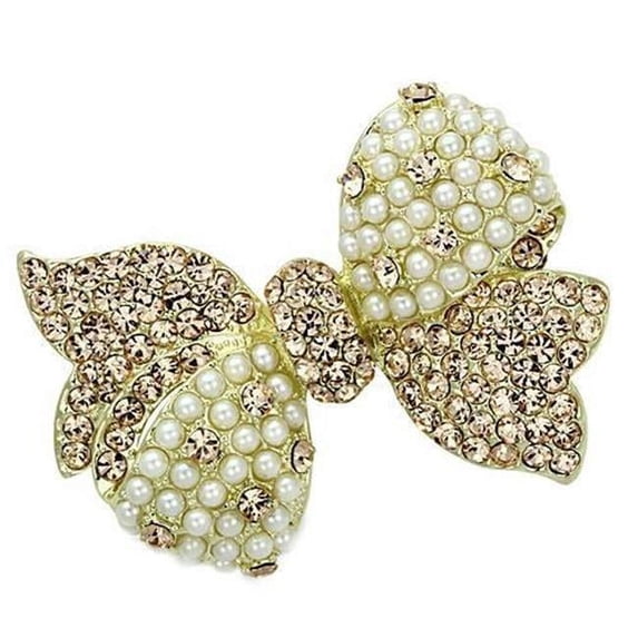 Alamode LO2927 Women Flash Gold White Metal Brooches with Synthetic in White