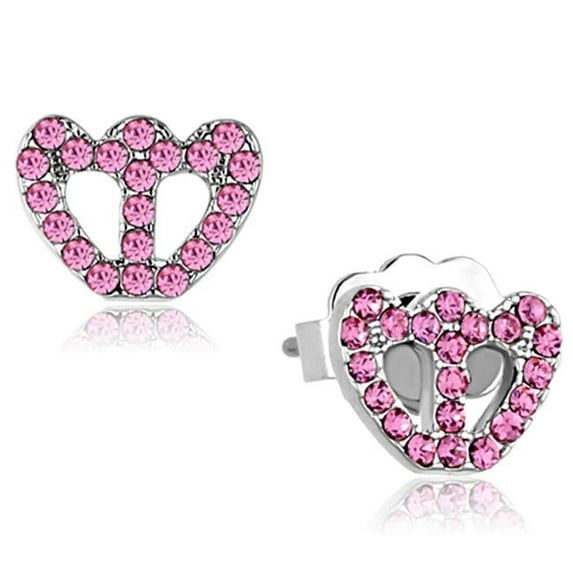 Alamode LO3231 Women Rhodium Brass Earrings with Top Grade Crystal in Rose