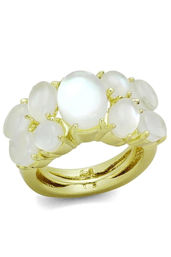 Alamode LO3254-8 Women Gold Brass Ring with Synthetic in Aurora Borealis Rainbow Effect - Size 8