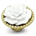 thumbnail image 1 of Alamode LO3660-8 Gold & Brush Brass Ring with Synthetic Stone, White - Size 8, 1 of 1
