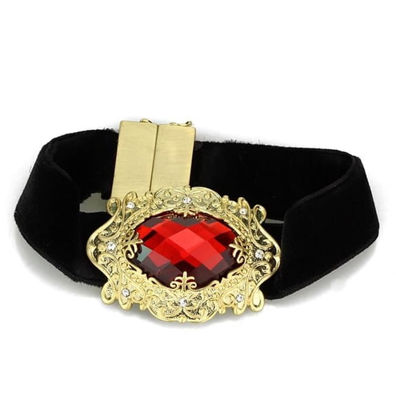 Alamode LO3671-7.25 Women Gold & Brush Brass Bracelet with Synthetic in Siam - 7.25 in.