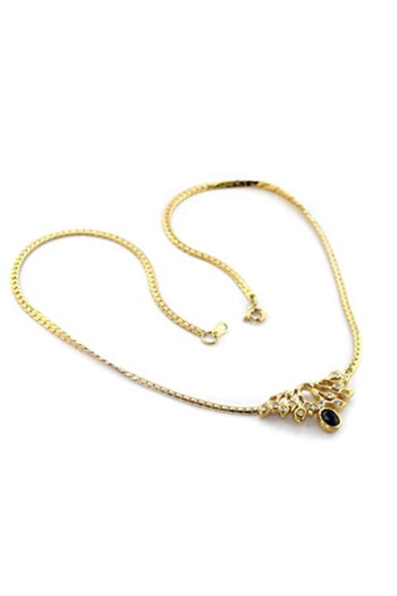 Alamode LO369-16 Women Gold Brass Necklace with Top Grade Crystal in Black Diamond - 16 in.