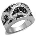 thumbnail image 1 of Alamode LO3739-6 Women Rhodium & Ruthenium Brass Ring with AAA Grade CZ in Black Diamond - Size 6, 1 of 1