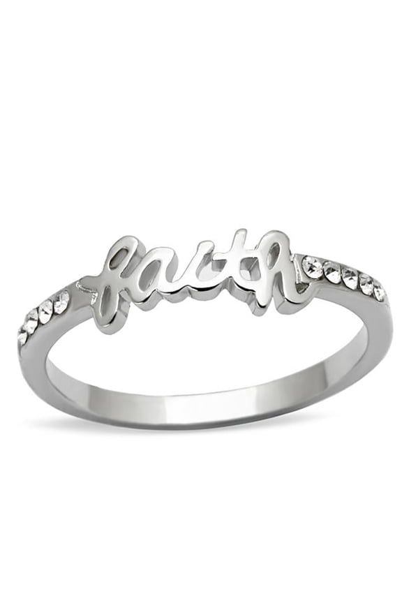 Alamode LO3968-9 Women Rhodium Brass Ring with Top Grade Crystal in Clear - Size 9