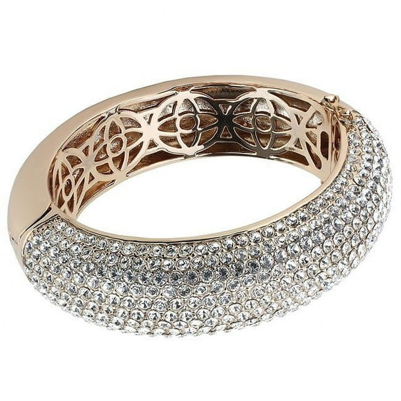 Alamode LO4269-6.75 Women Rose Gold & e-coating Brass Bangle with Top Grade Crystal in Clear - 6.75 in.