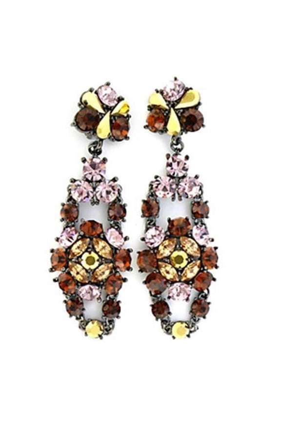 Alamode LO629 Women Ruthenium White Metal Earrings with Top Grade Crystal in Multi Color