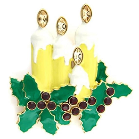 Alamode LO844 Women Gold White Metal Brooches with Top Grade Crystal in Citrine Yellow