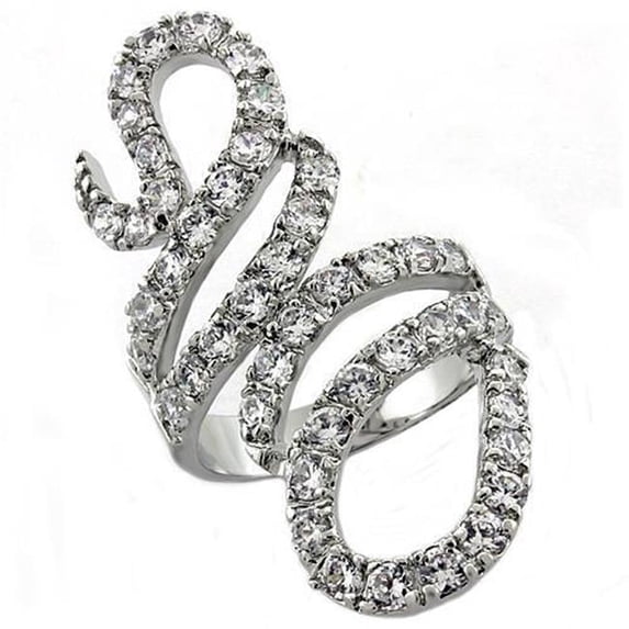 Alamode LOA1014-8 Women Rhodium Brass Ring with AAA Grade CZ in Clear - Size 8