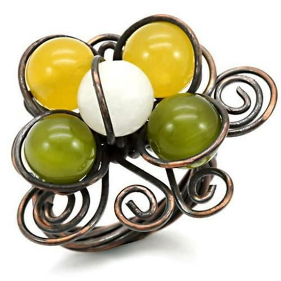 Alamode LOA598-7 Women Antique Tone Brass Ring with Assorted in Multi Color - Size 7