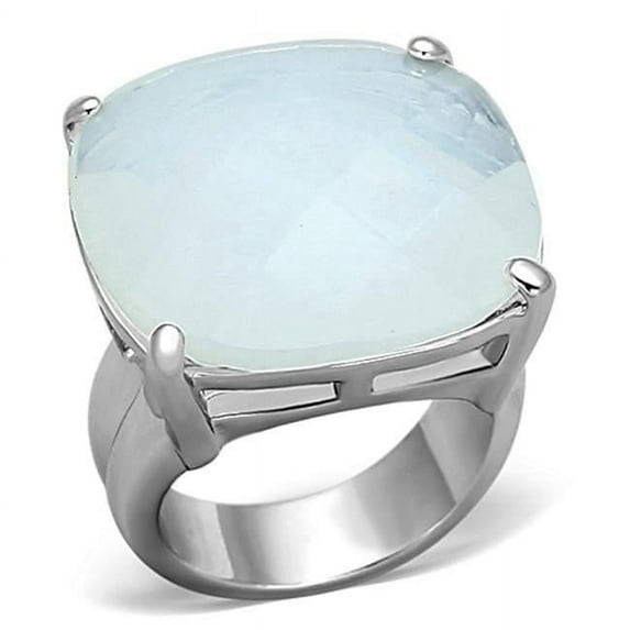 Alamode LOA910-8 Women Rhodium Brass Ring with Synthetic in Aurora Borealis Rainbow Effect - Size 8