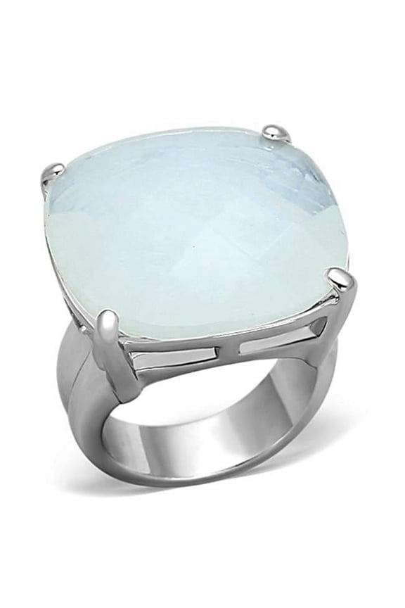 Alamode LOA910-8 Women Rhodium Brass Ring with Synthetic in Aurora Borealis Rainbow Effect - Size 8